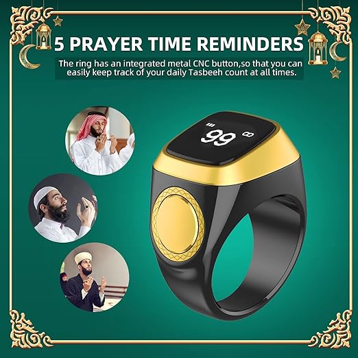 3 IN 1 Qibla Ring Tasbih تذكير بالصلاة المضادة