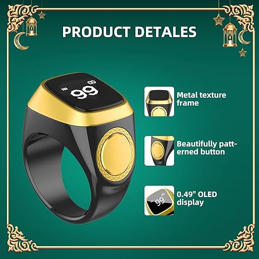3 IN 1 Qibla Ring Tasbih تذكير بالصلاة المضادة